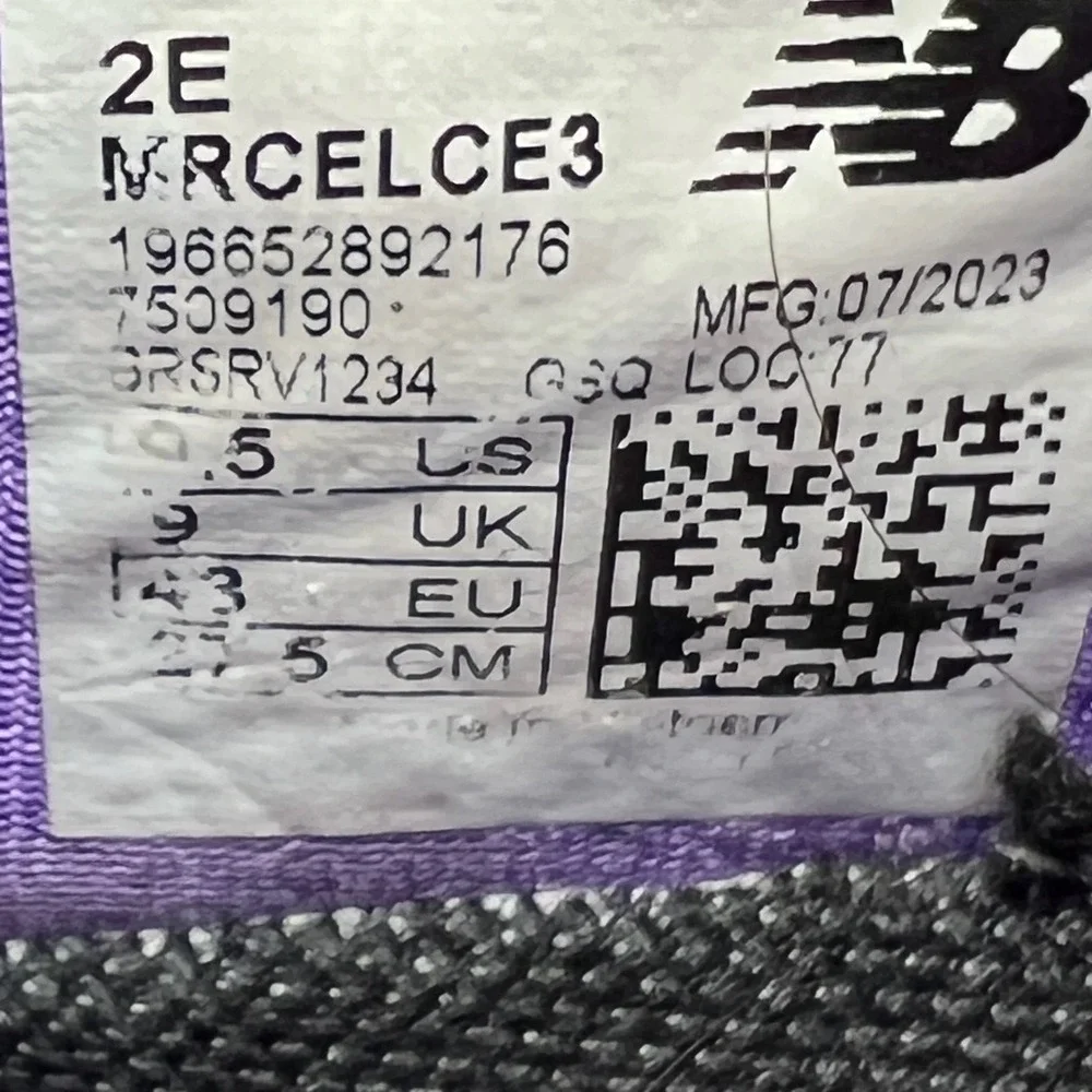 New Balance FuelCell SuperComp Elite v3 Mens 9.5 2E Purple Carbon Plate MRCELCE3